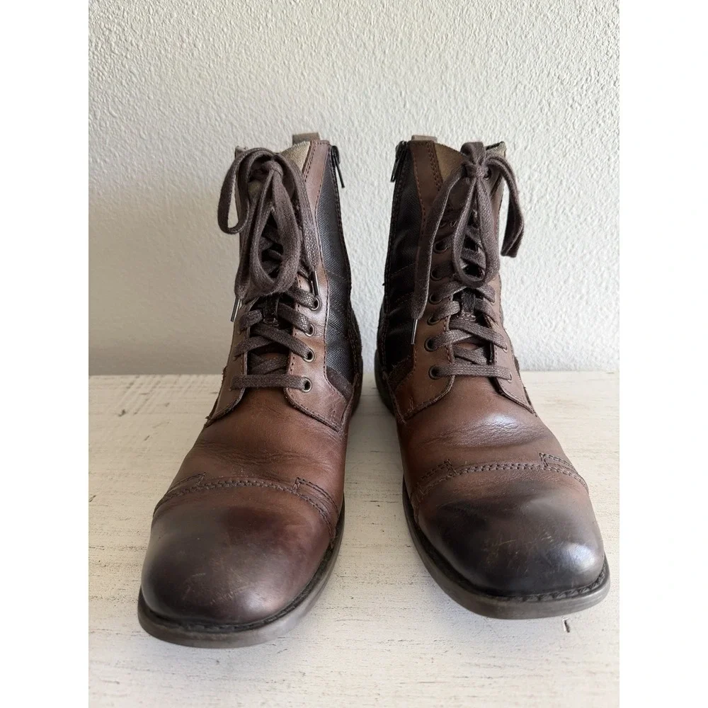 Alfani Grouch Men's Lace Up & Zip Boots Size Two-Tone 9‎